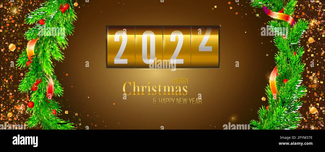 Countdown To Christmas 2022 Schedule The Coming Of The New Year 2022. Christmas Banner With Fir Branches And  Holiday Ribbon. Mechanical Countdown Before The Holiday Stock Vector Image  & Art - Alamy