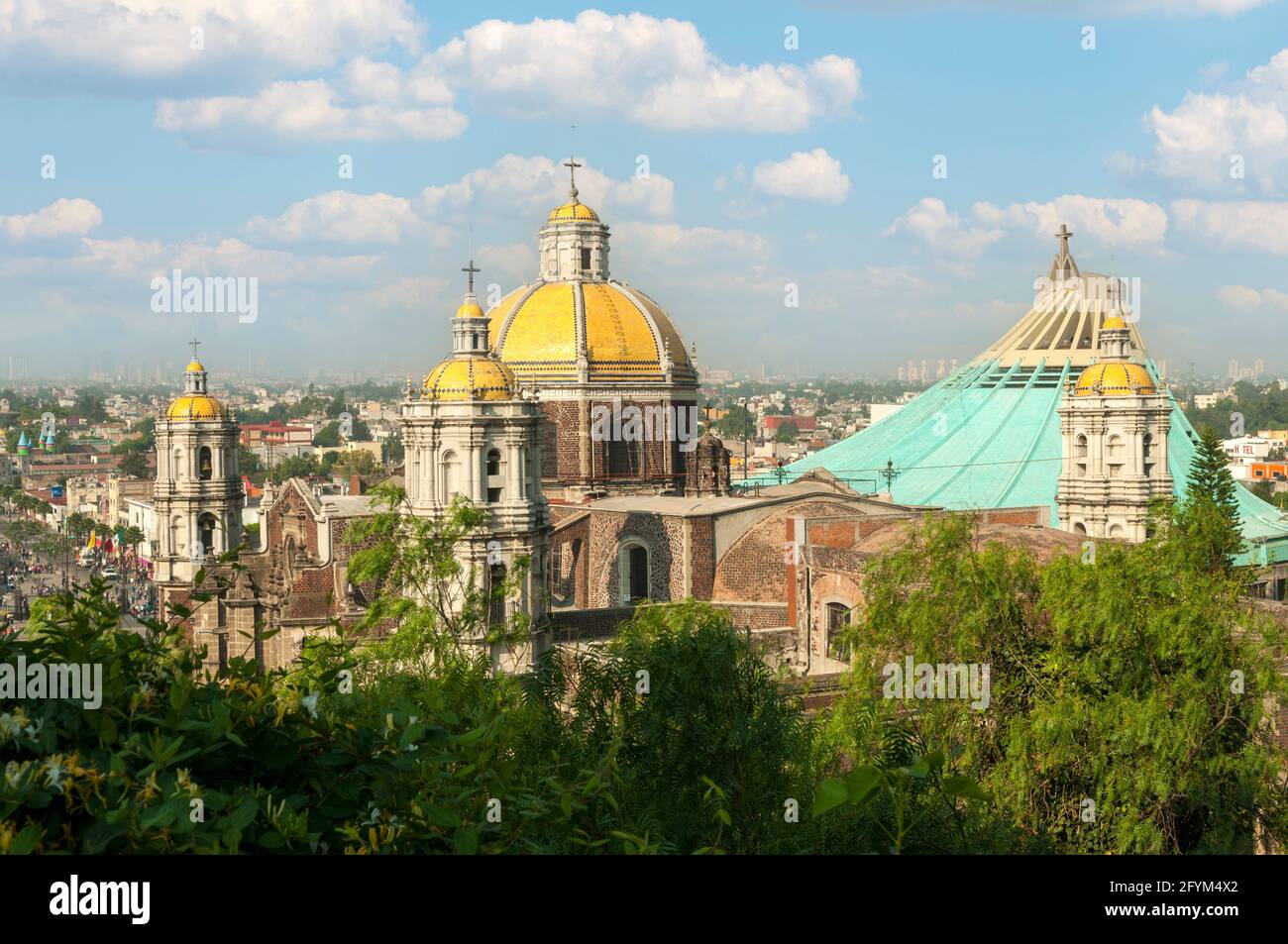 Old and New Basilicas of Our Lady of Guadalupe, Mexico City, Mexico Stock Photo