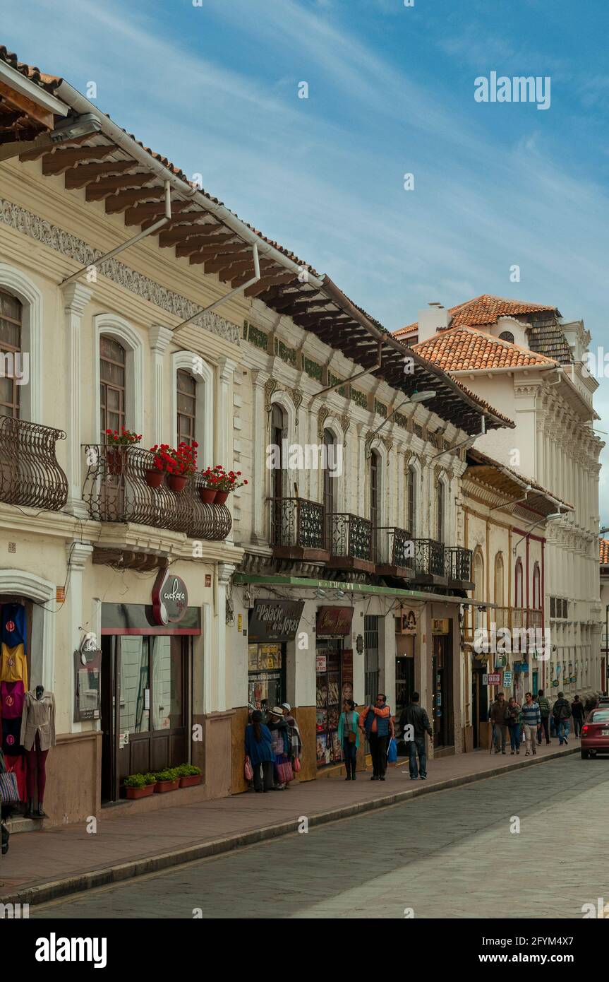 Old Colonial Buildings, Cuenca, Ecuador Stock Photo