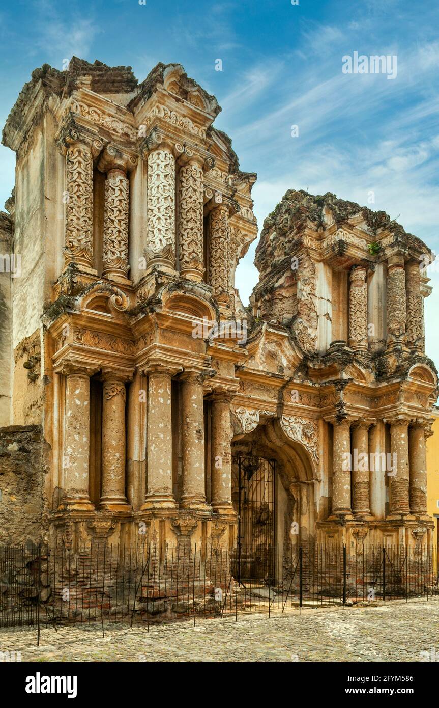 Ruins of Iglesia El Carmen, Antigua, Guatemala Stock Photo