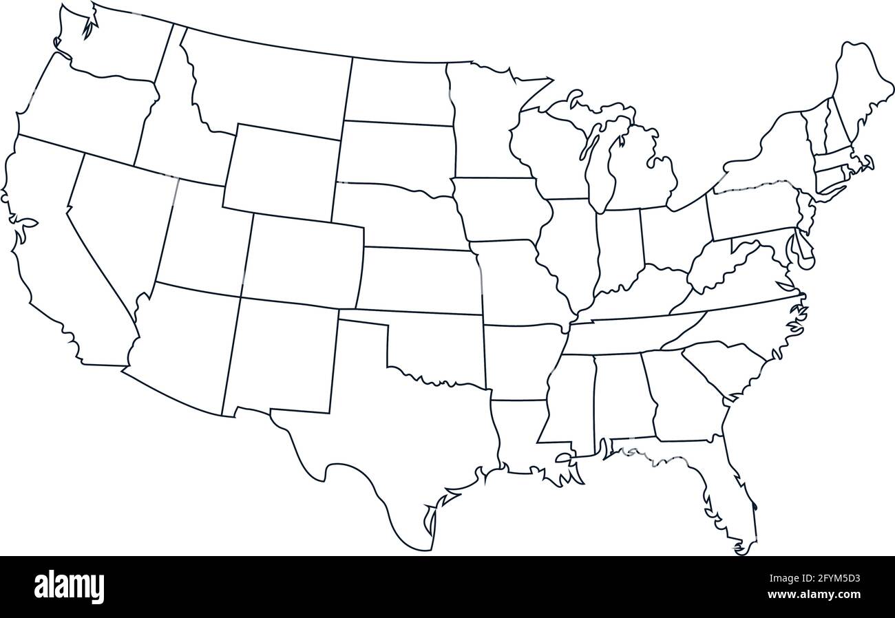 Usa Line Map Stock Vector Image Art Alamy Usa Line Map 2FYM5D3