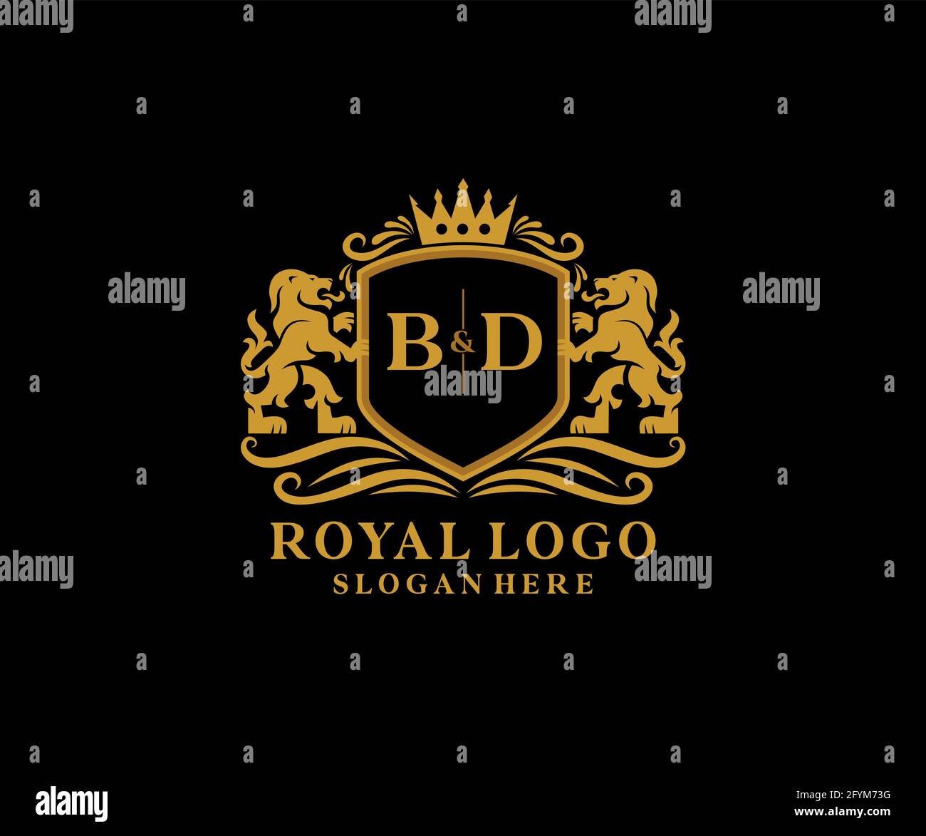BD Letter Lion Royal Luxury Logo template in vector art for Restaurant ...