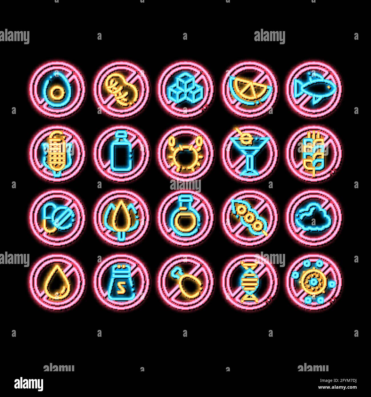 Allergen Free Products Vector neon glow icon illustration Stock Vector ...