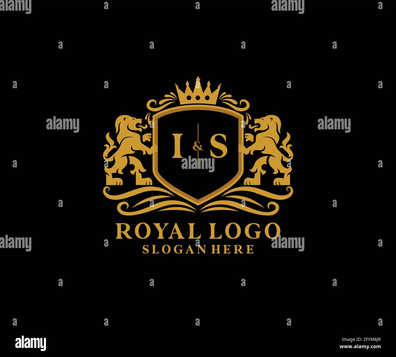 IS Letter Lion Royal Luxury Logo template in vector art for Restaurant ...