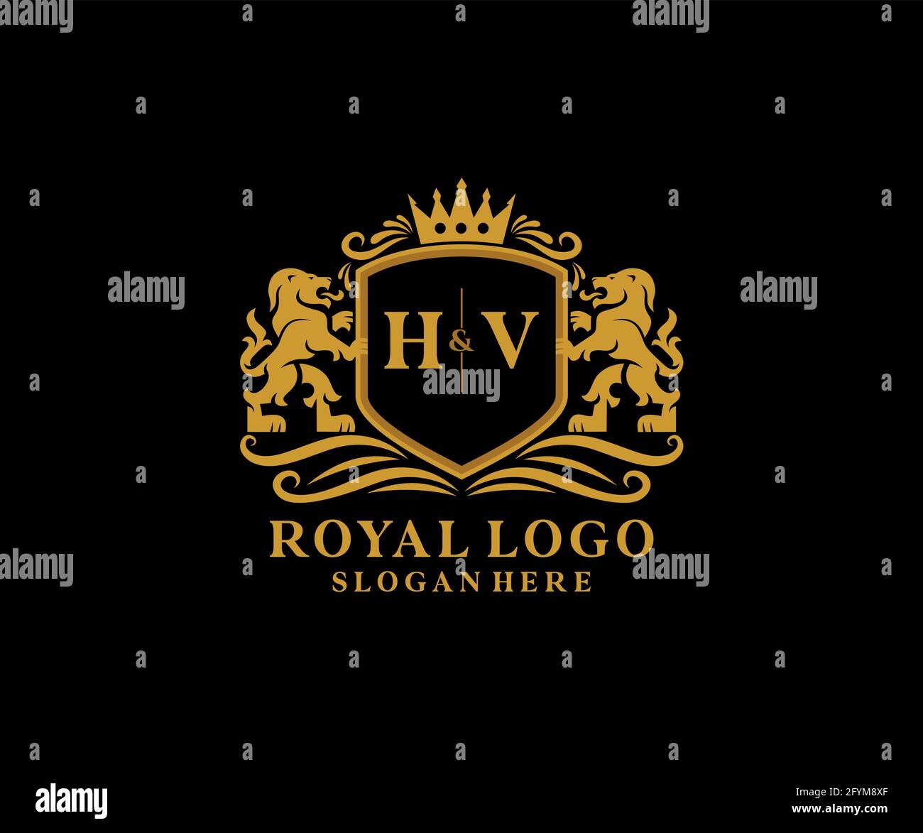 HV Letter Lion Royal Luxury Logo template in vector art for Restaurant ...