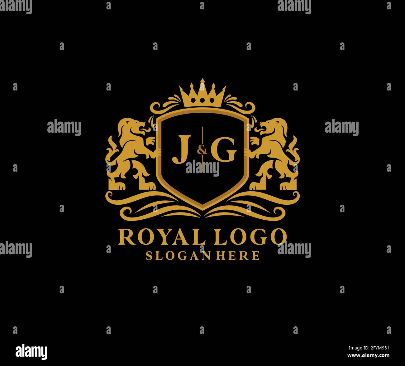 JG Letter Lion Royal Luxury Logo template in vector art for Restaurant ...