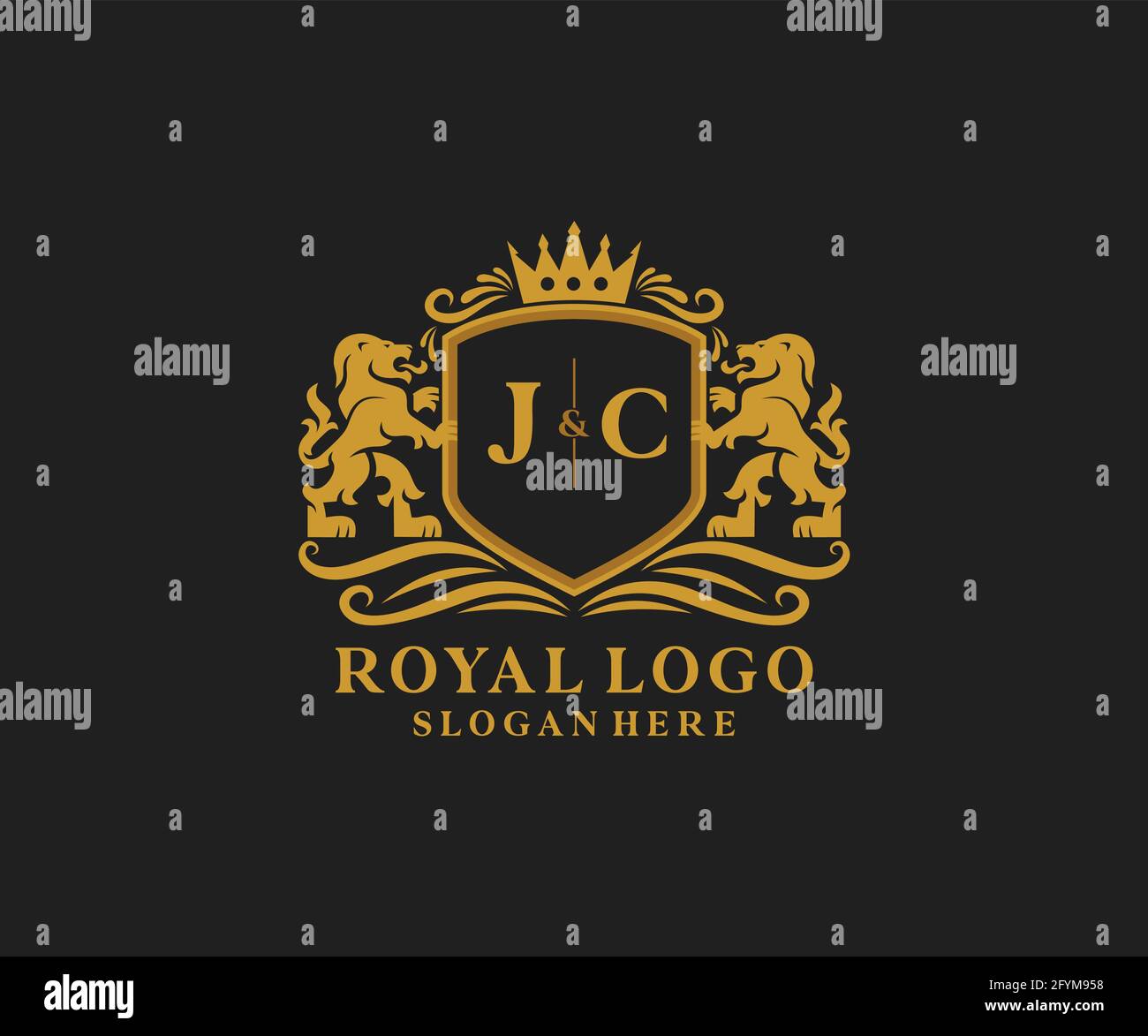 JC Letter Lion Royal Luxury Logo template in vector art for Restaurant ...