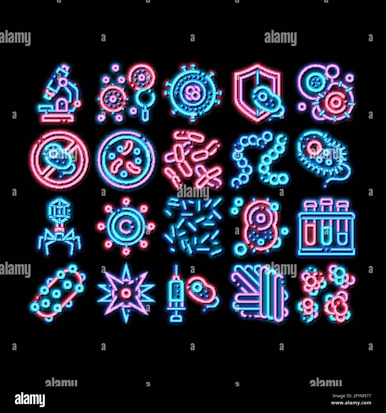 Pathogen neon glow icon illustration Stock Vector