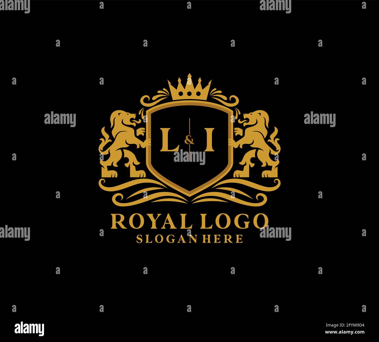 LI Letter Lion Royal Luxury Logo template in vector art for Restaurant ...