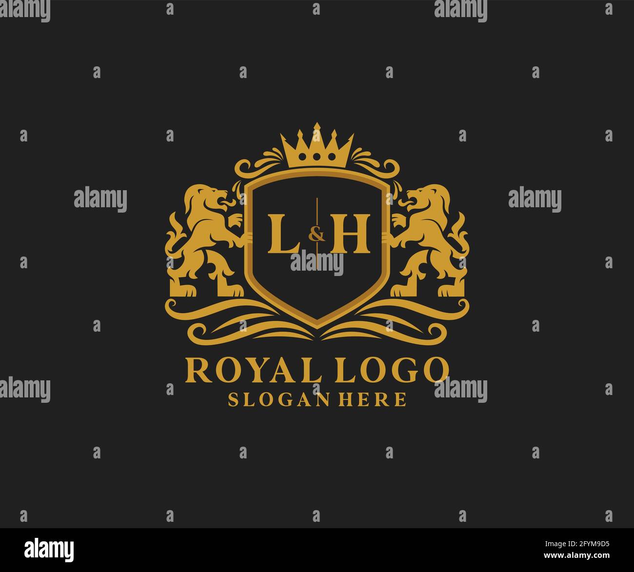 LH Letter Lion Royal Luxury Logo template in vector art for Restaurant ...