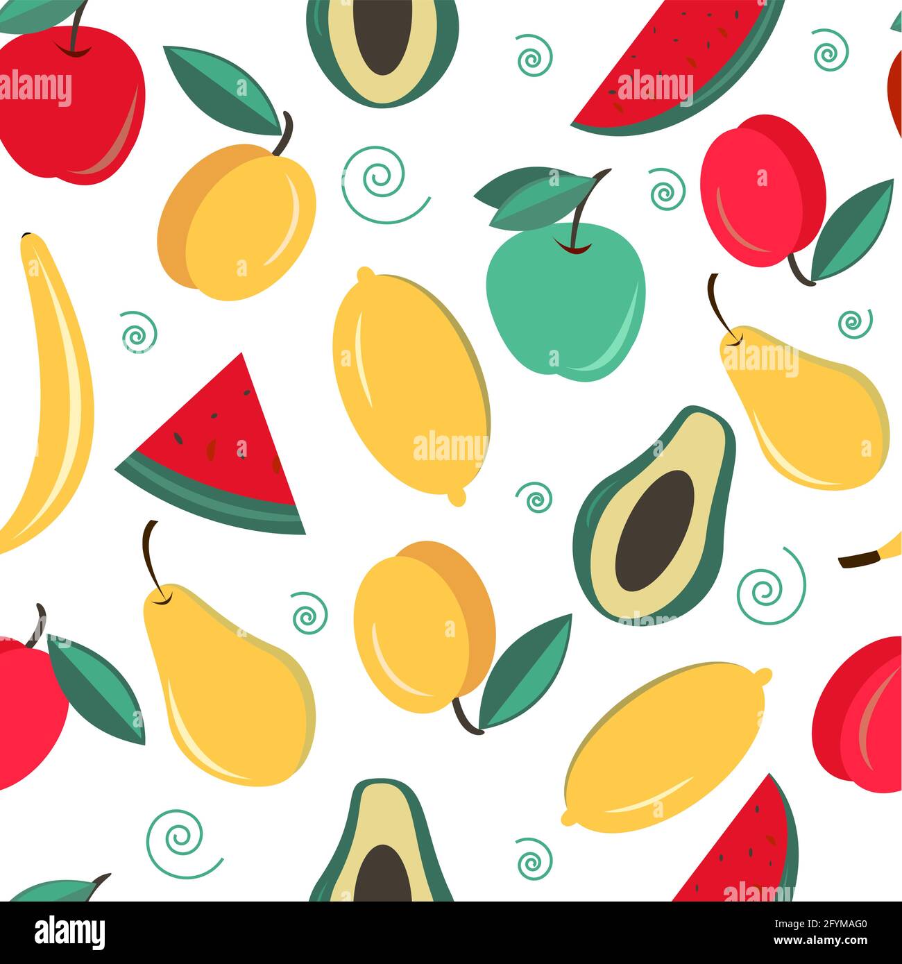 Set fresh fruits pattern on colorful background Stock Vector Image ...
