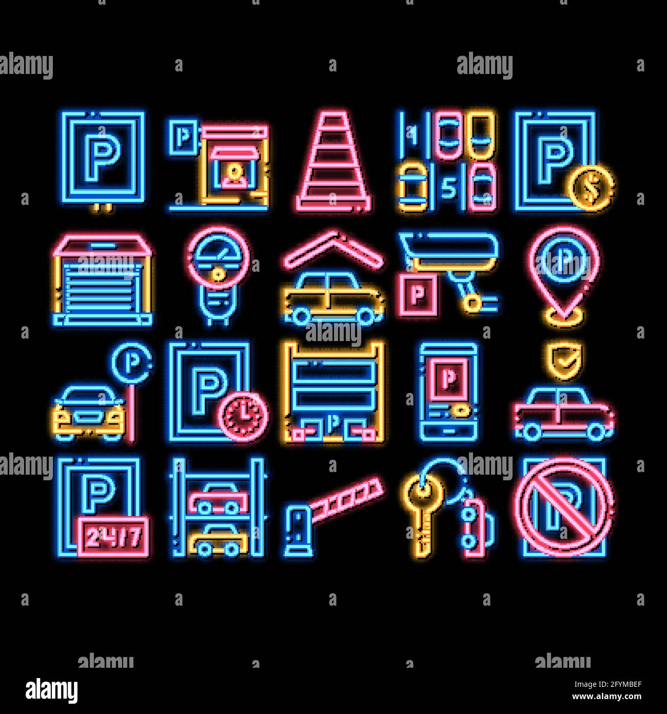 Parking Car neon glow icon illustration Stock Vector Image & Art - Alamy