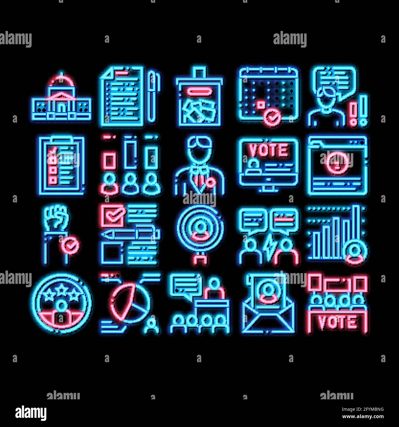 Voting And Election neon glow icon illustration Stock Vector Image ...