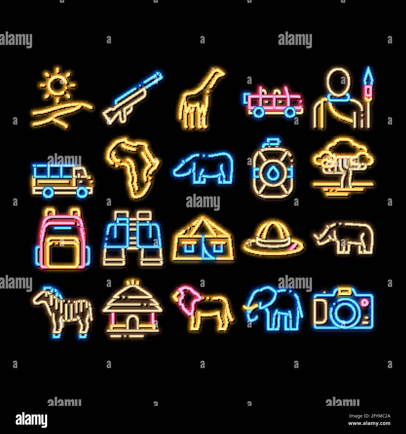 Safari Travel neon glow icon illustration Stock Vector Image & Art - Alamy