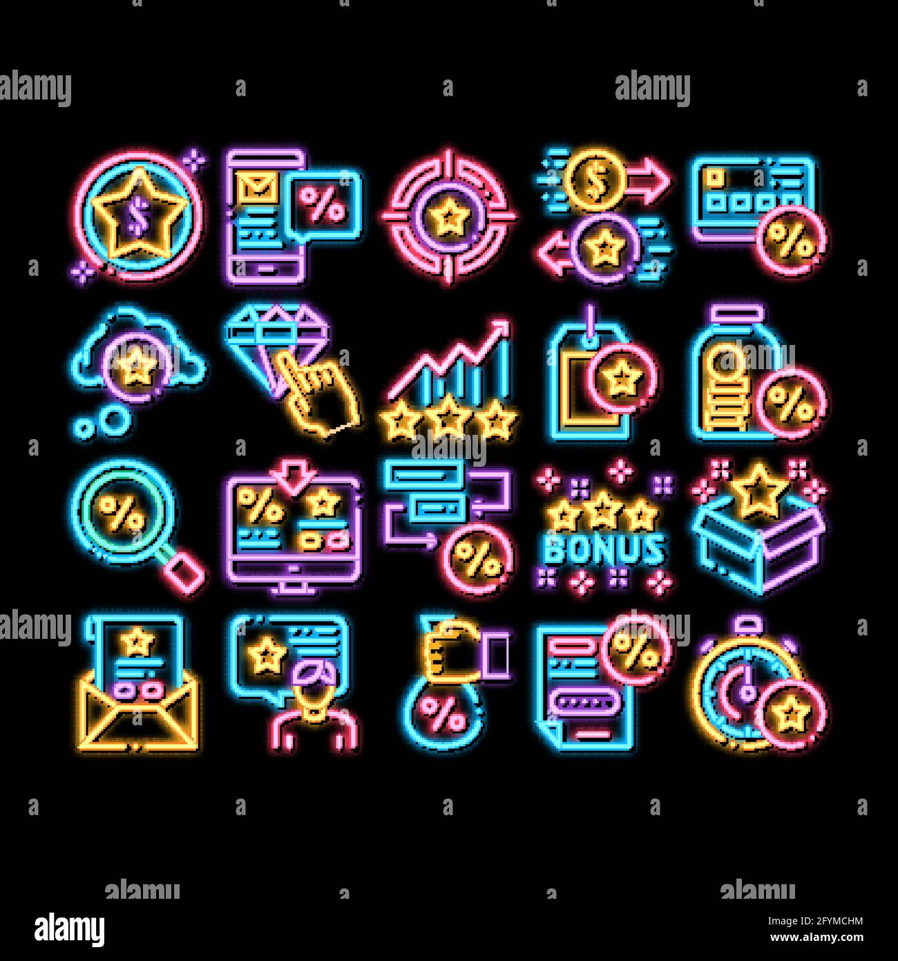 Bonus Hunting neon glow icon illustration Stock Vector Image & Art - Alamy