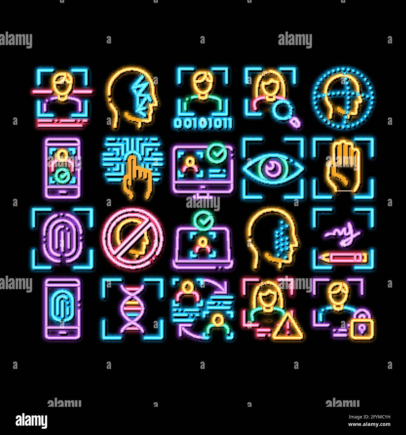 Recognition neon glow icon illustration Stock Vector