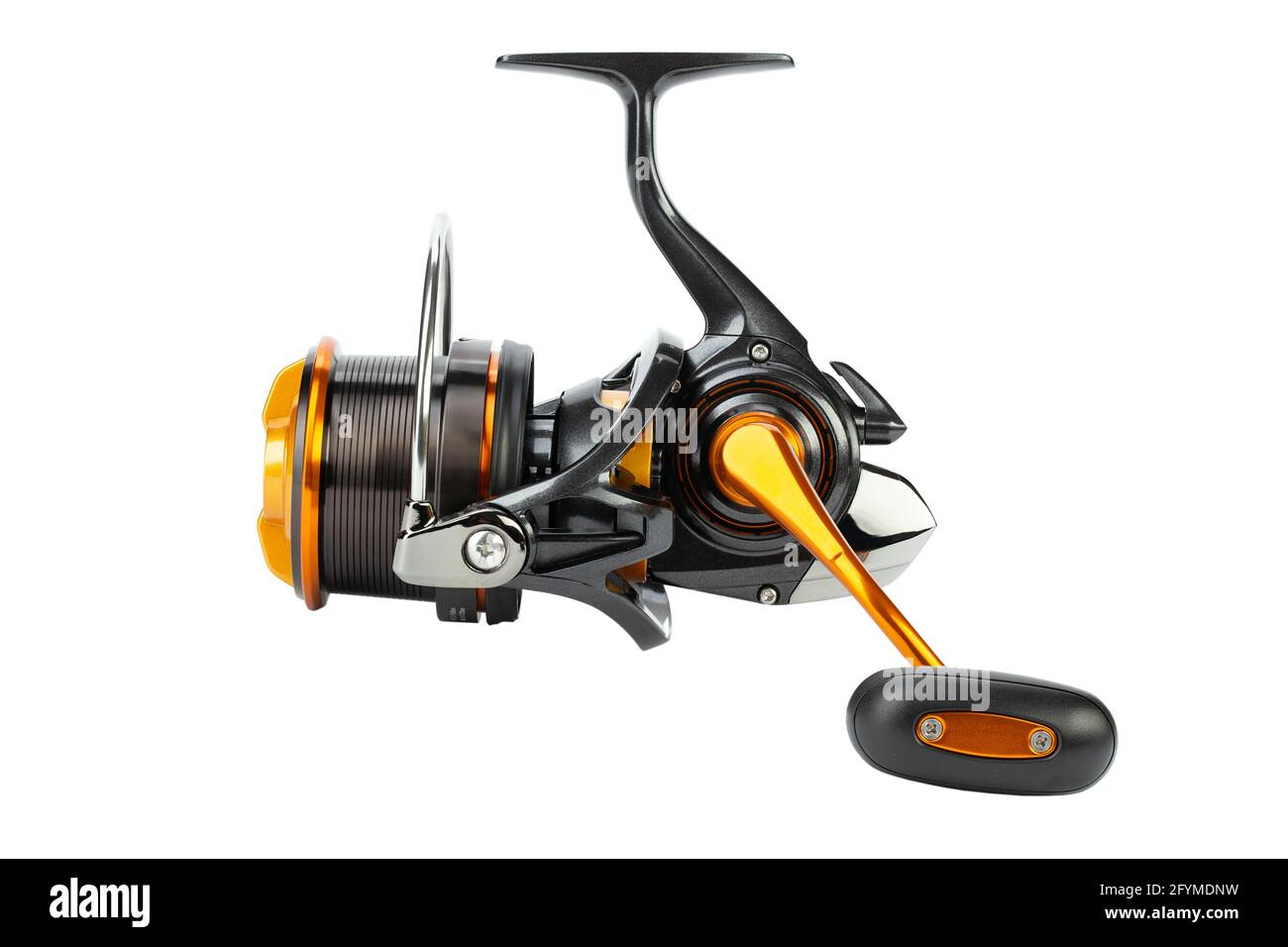 The fishing reel is designed for catching large fish both at sea and in rivers. Tackle isolated