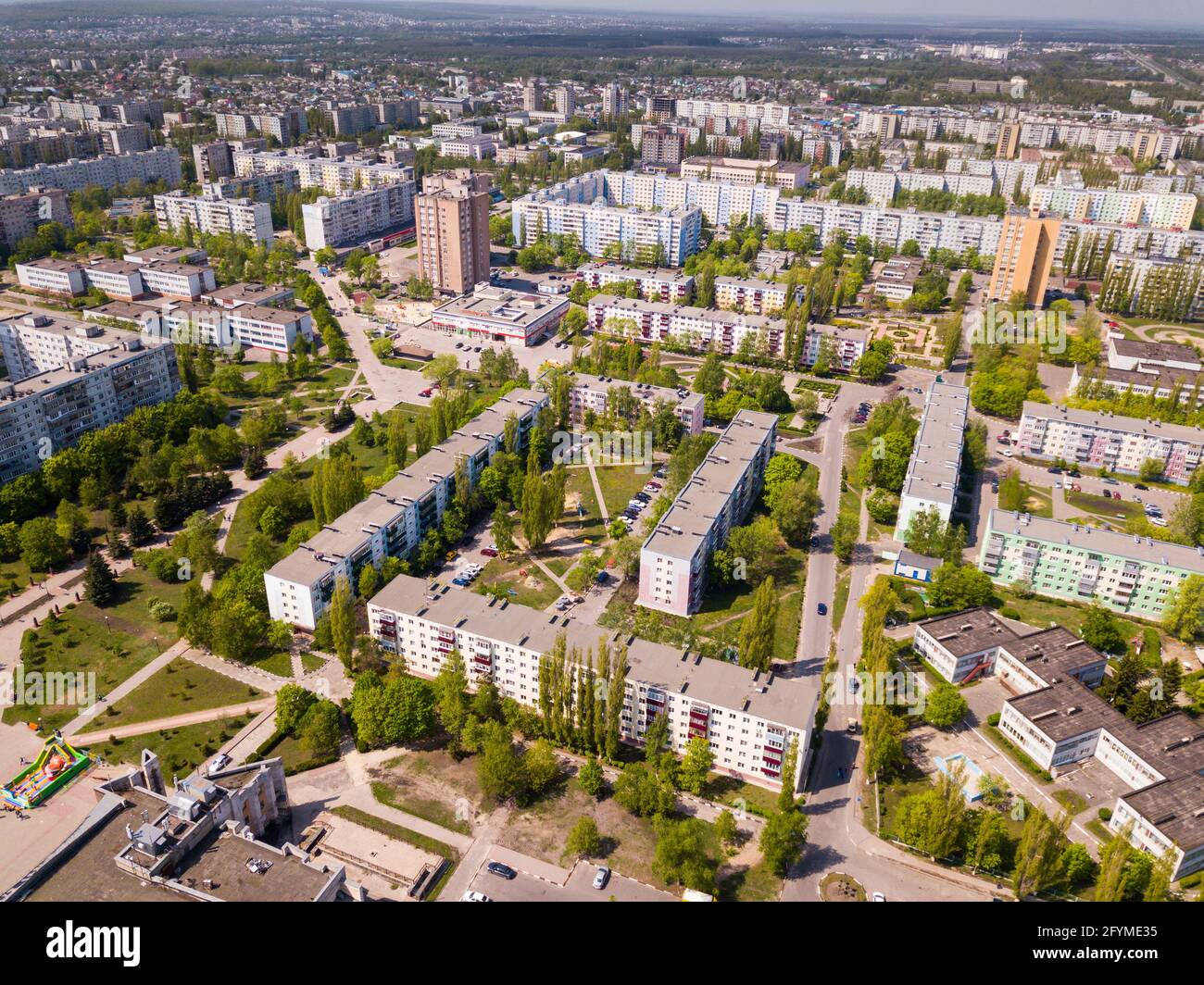 Aerial view of modern residential areas of Stary Oskol in sunny spring day,  Russia Stock Photo - Alamy