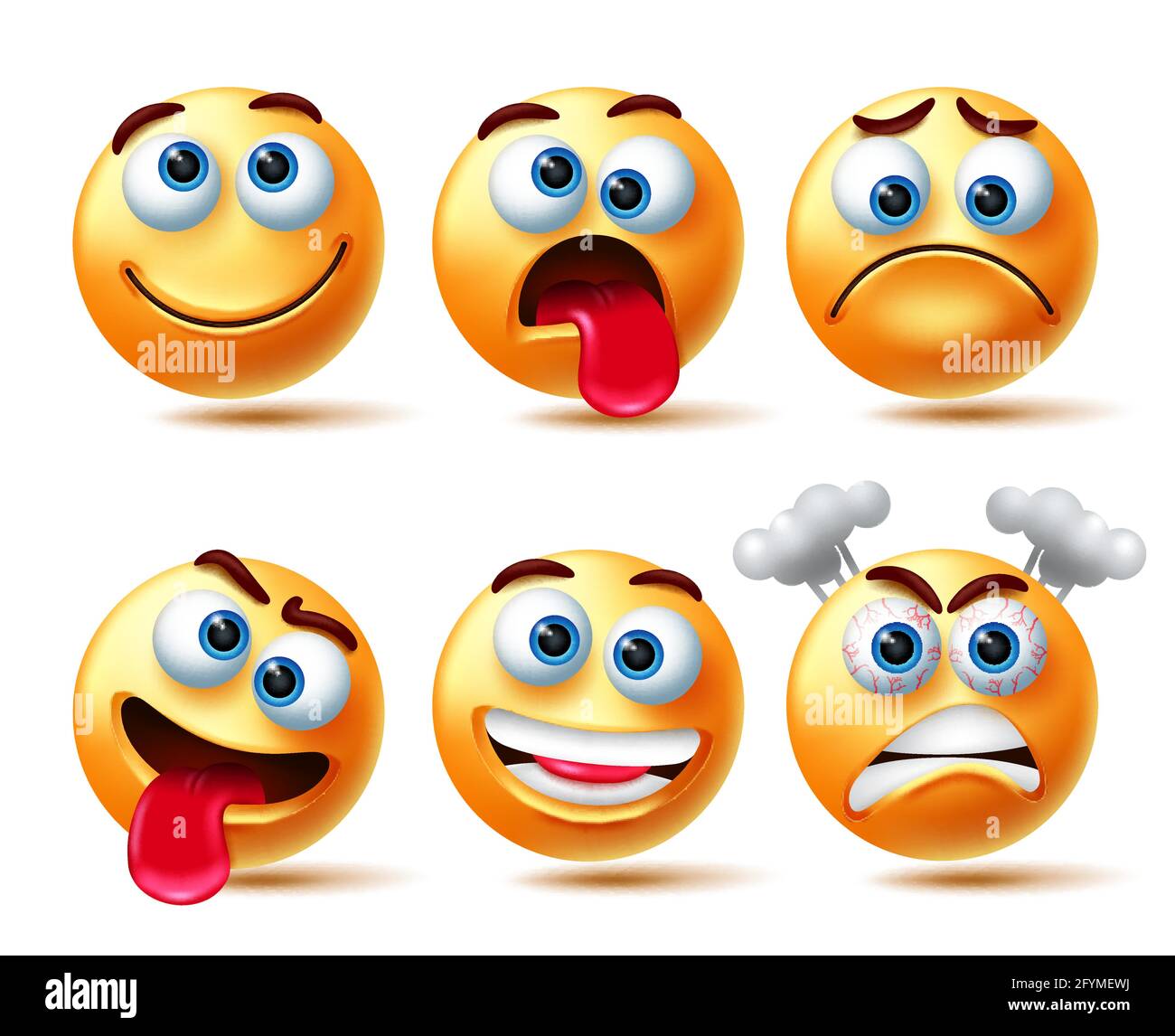 Smileys emoji vector character set. Smiley 3d emoji with expressions like  crazy, happy and angry isolated in white background for emoticons  characters Stock Vector Image & Art - Alamy