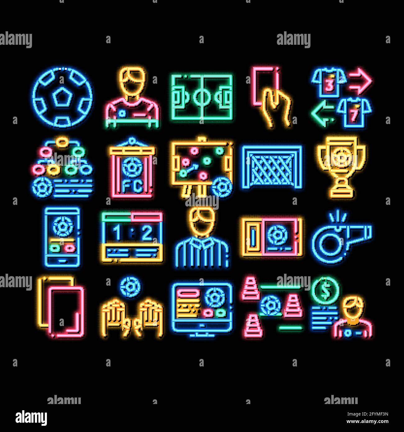 Soccer Football Game neon glow icon illustration Stock Vector Image ...