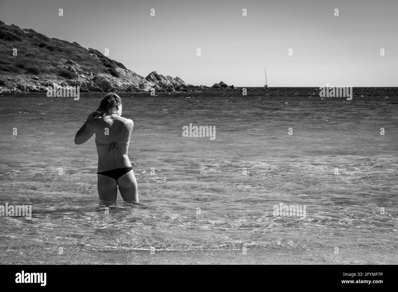 Summer day at Turredda beach, a beautiful sandy bay in the south of Sardegna Stock Photo