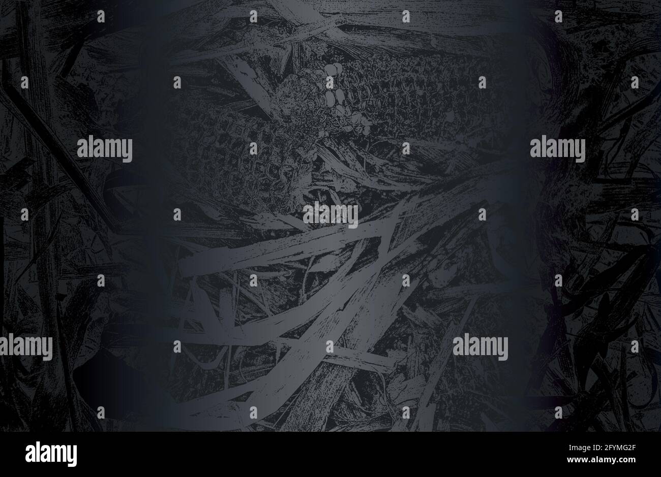 Luxury black metal gradient background with distressed closeup corn texture. Vector illustration Stock Vector