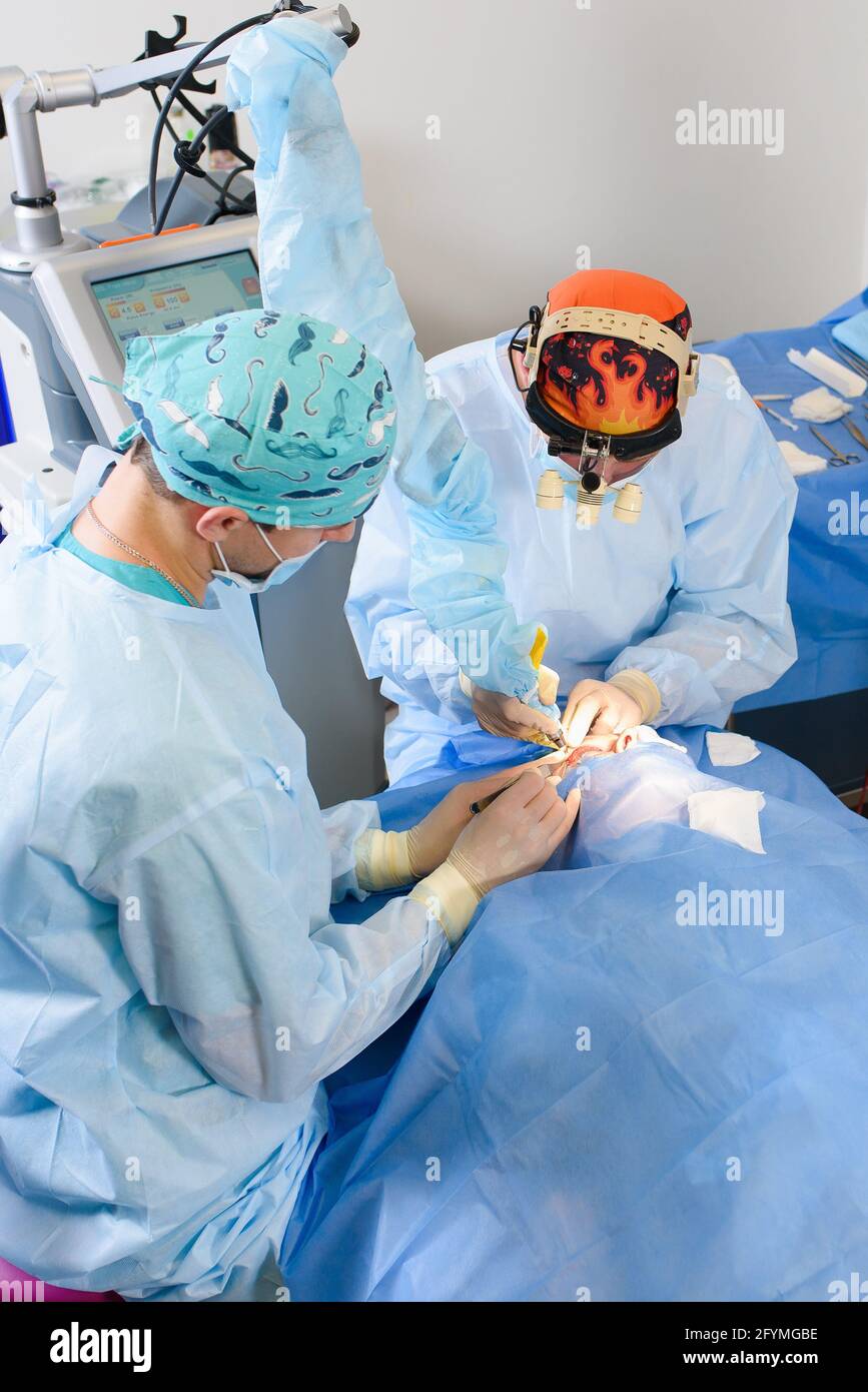 Laser Blepharoplasty, plastic surgery operation for correcting defects