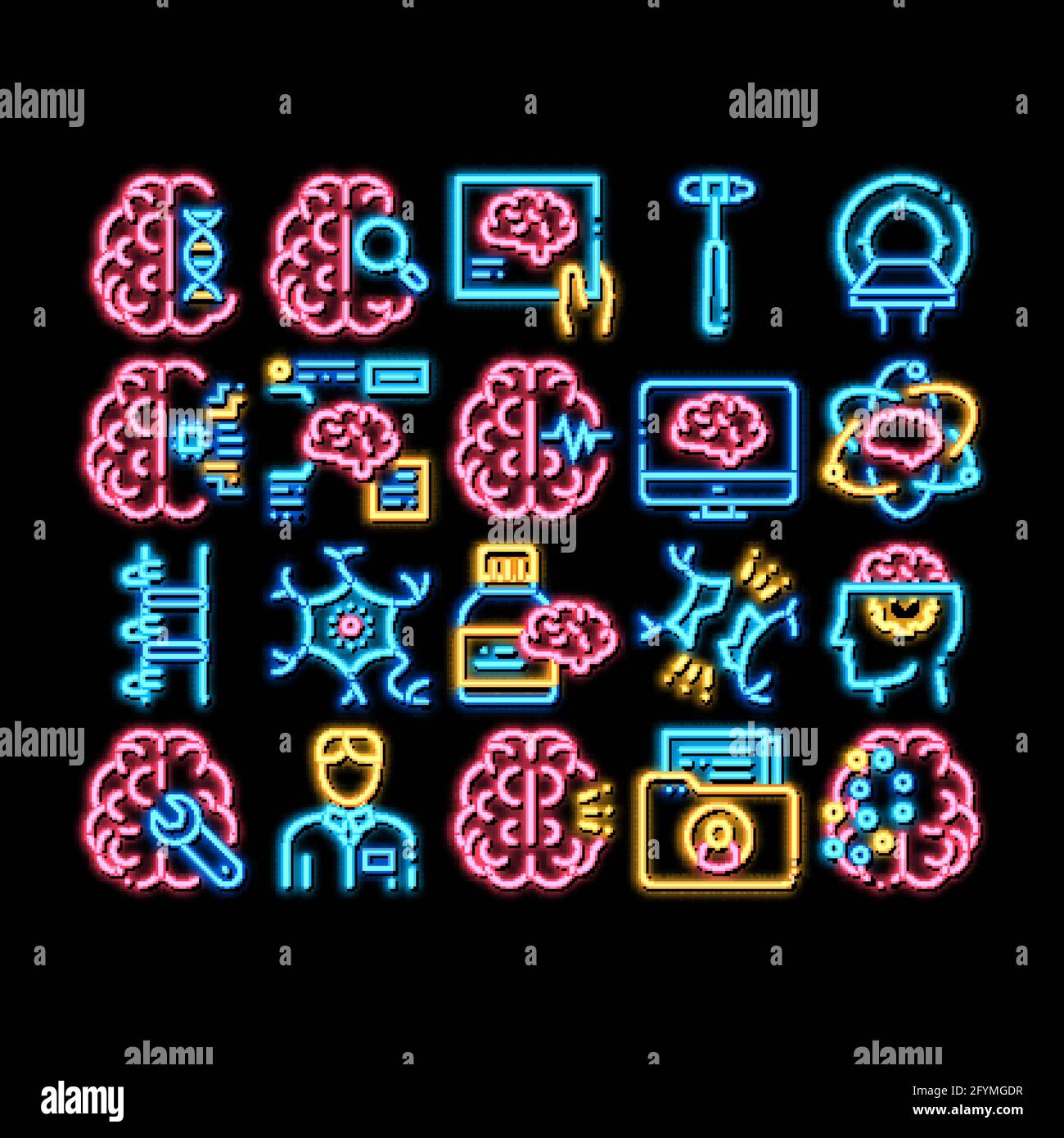 Neurology Medicine neon glow icon illustration Stock Vector Image & Art ...