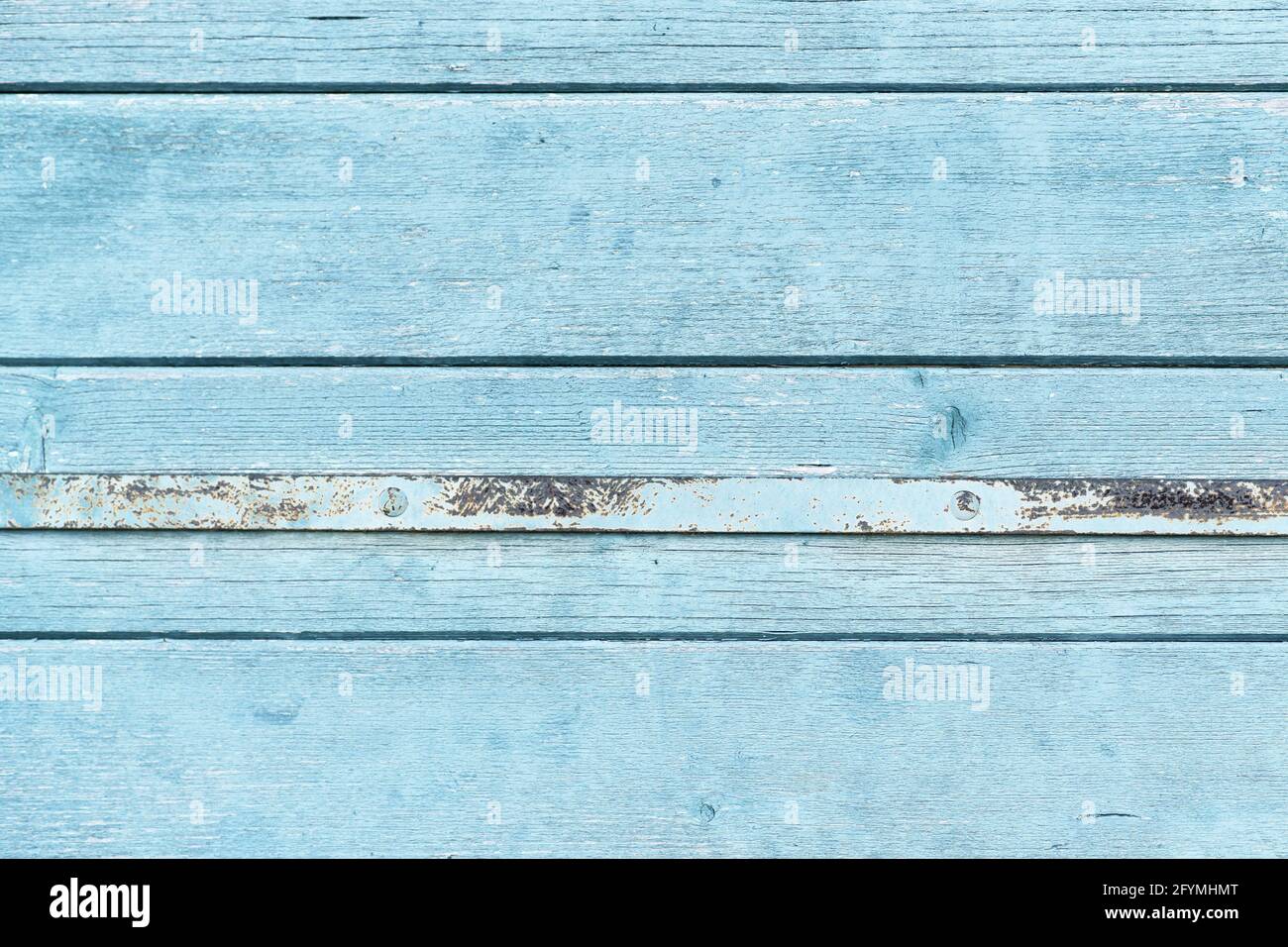 Light blue wooden background with horizontal old planks Stock Photo