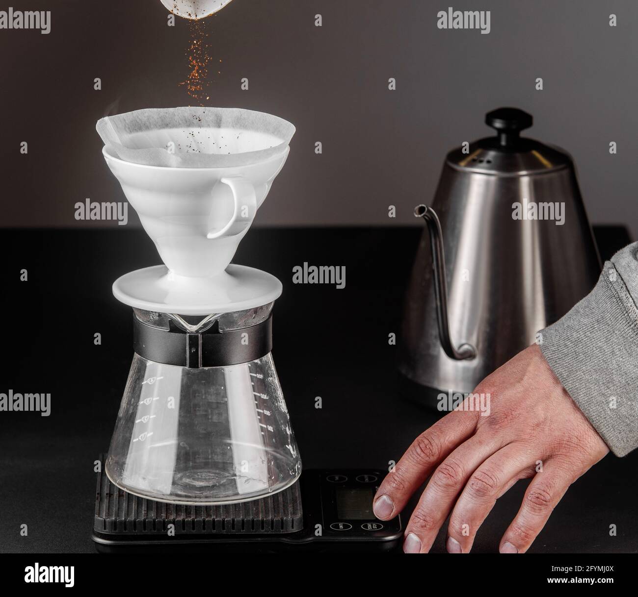 Alternative method of making coffee. coffeemaker is a manual pourover