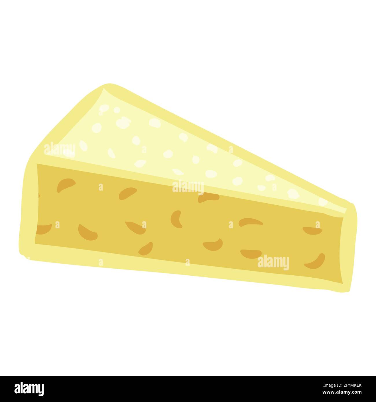 Cheese yellow triangle, healthy milk food nutrition organic product. Vector hand cartoon draw flat trendy style white background isolated Stock Vector