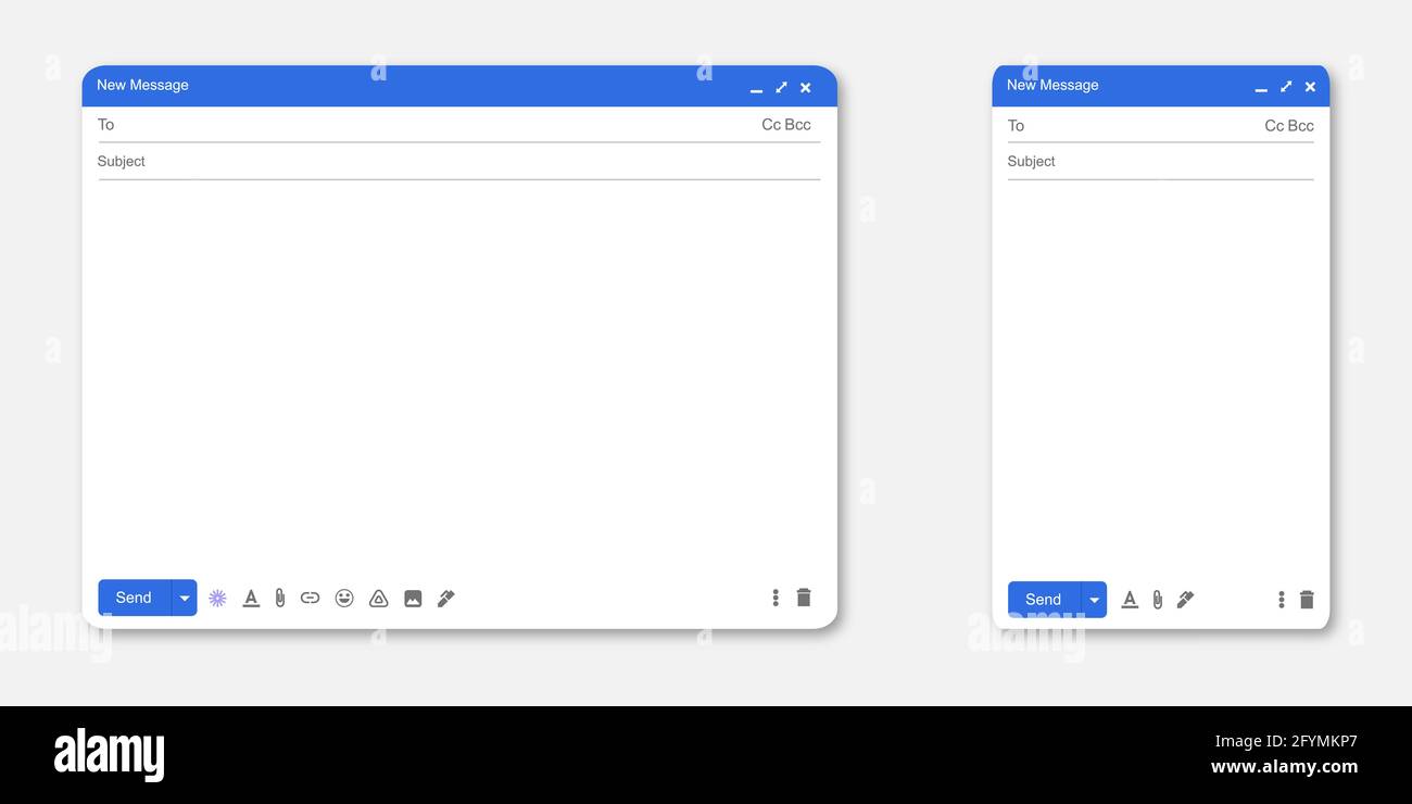 Mail mockup screen. Template of browser window for contact form. Vector