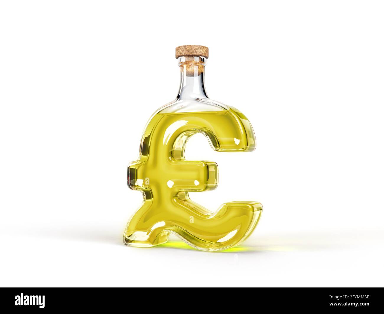 Pound Shape pound shaped bottle with olive oil inside. 3d illustration, suitable ...