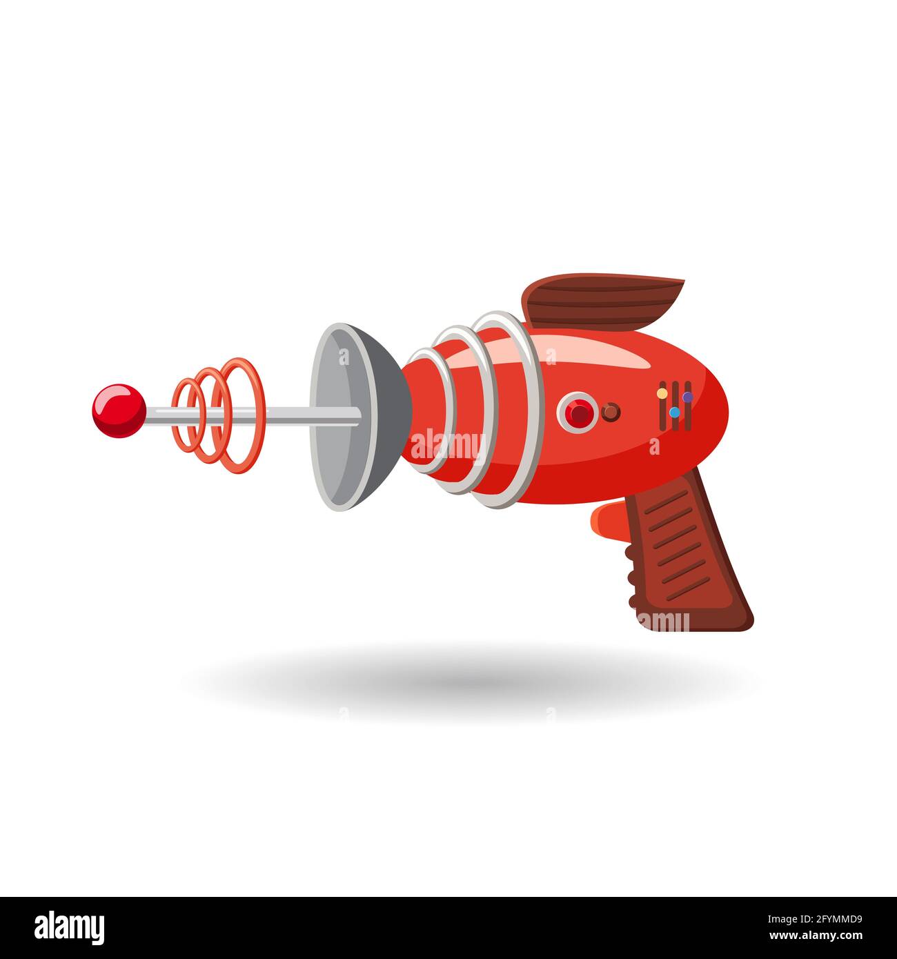 Cartoon retro space blaster, ray gun, laser weapon. Vector illustration