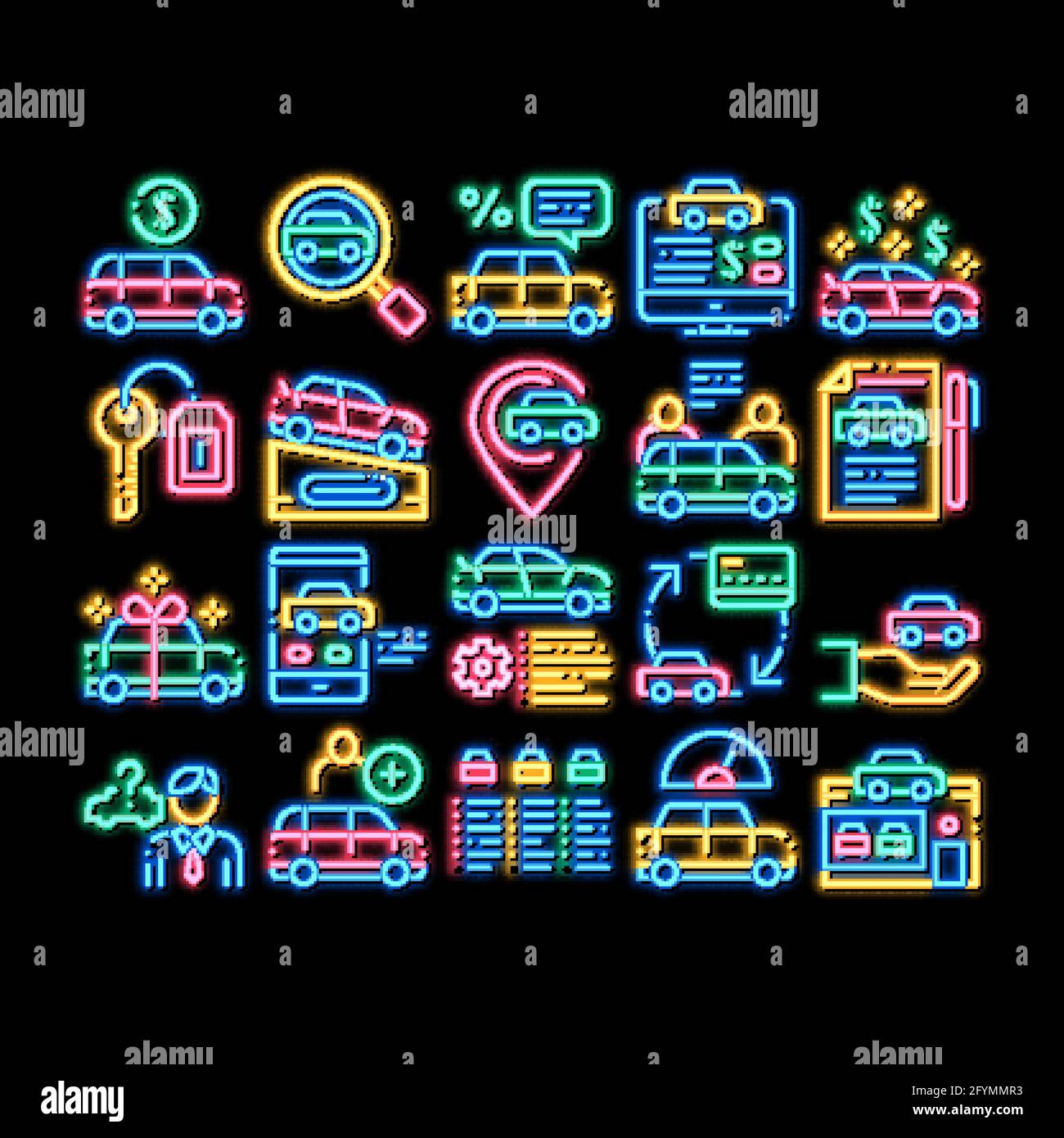 Car Dealership Shop neon glow icon illustration Stock Vector Image ...