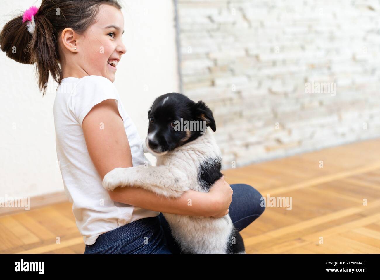 Portrait of little girl having good time in summer environment Stock ...