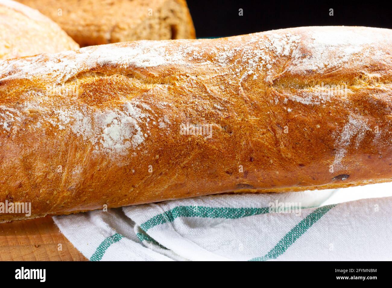 French baguette. Bakery table. Freshly baked crispy baguette Stock Photo Alamy