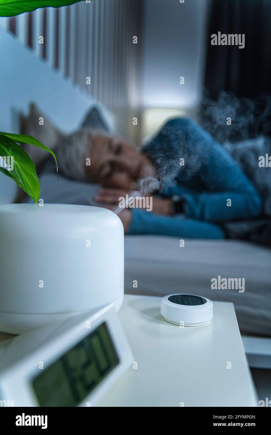 Air humidifier in bedroom Stock Photo Alamy