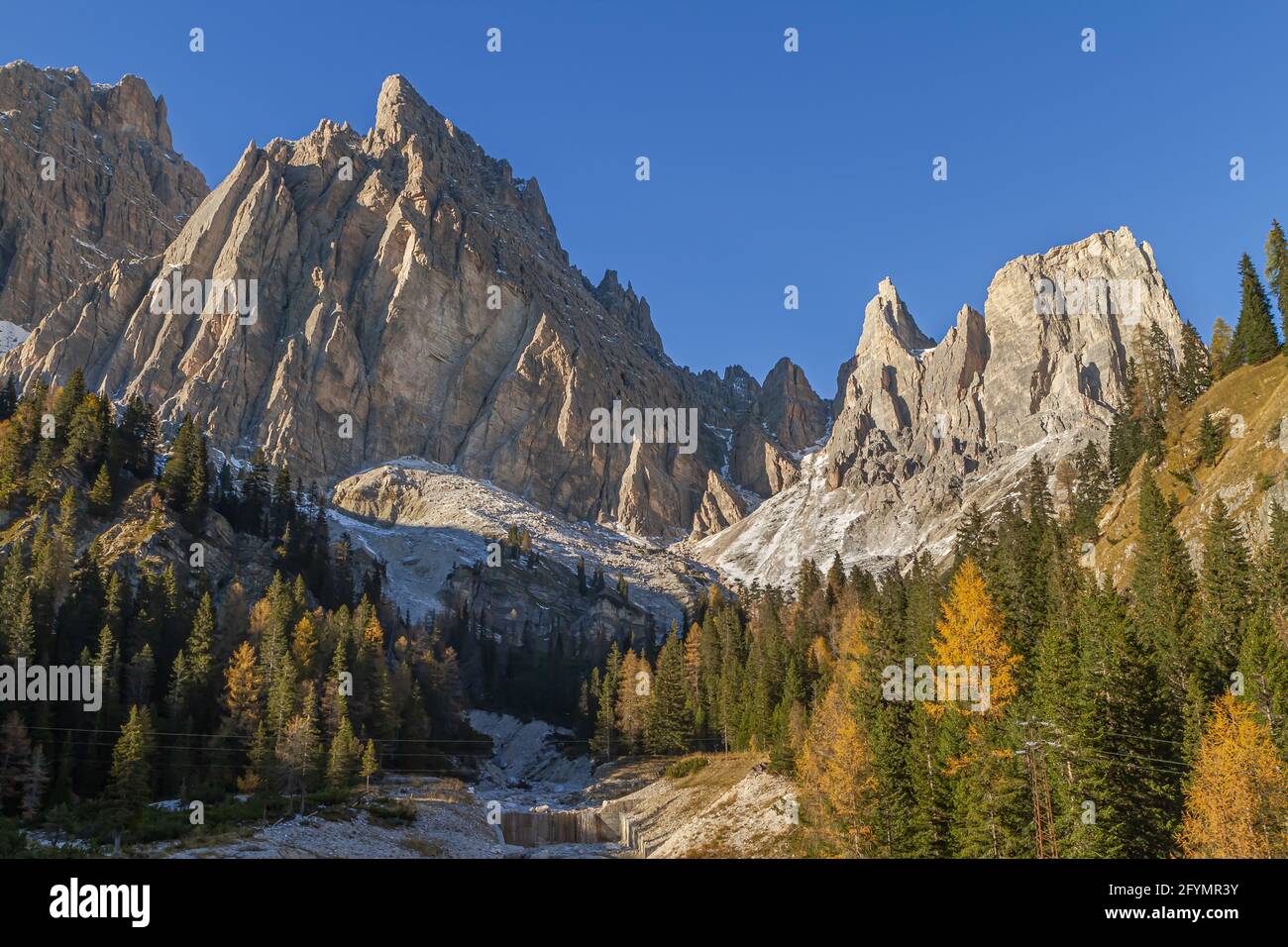 Cortina, Italy - October 27, 2014: Italian national park of Ampezzo Dolomites. Stock Photo
