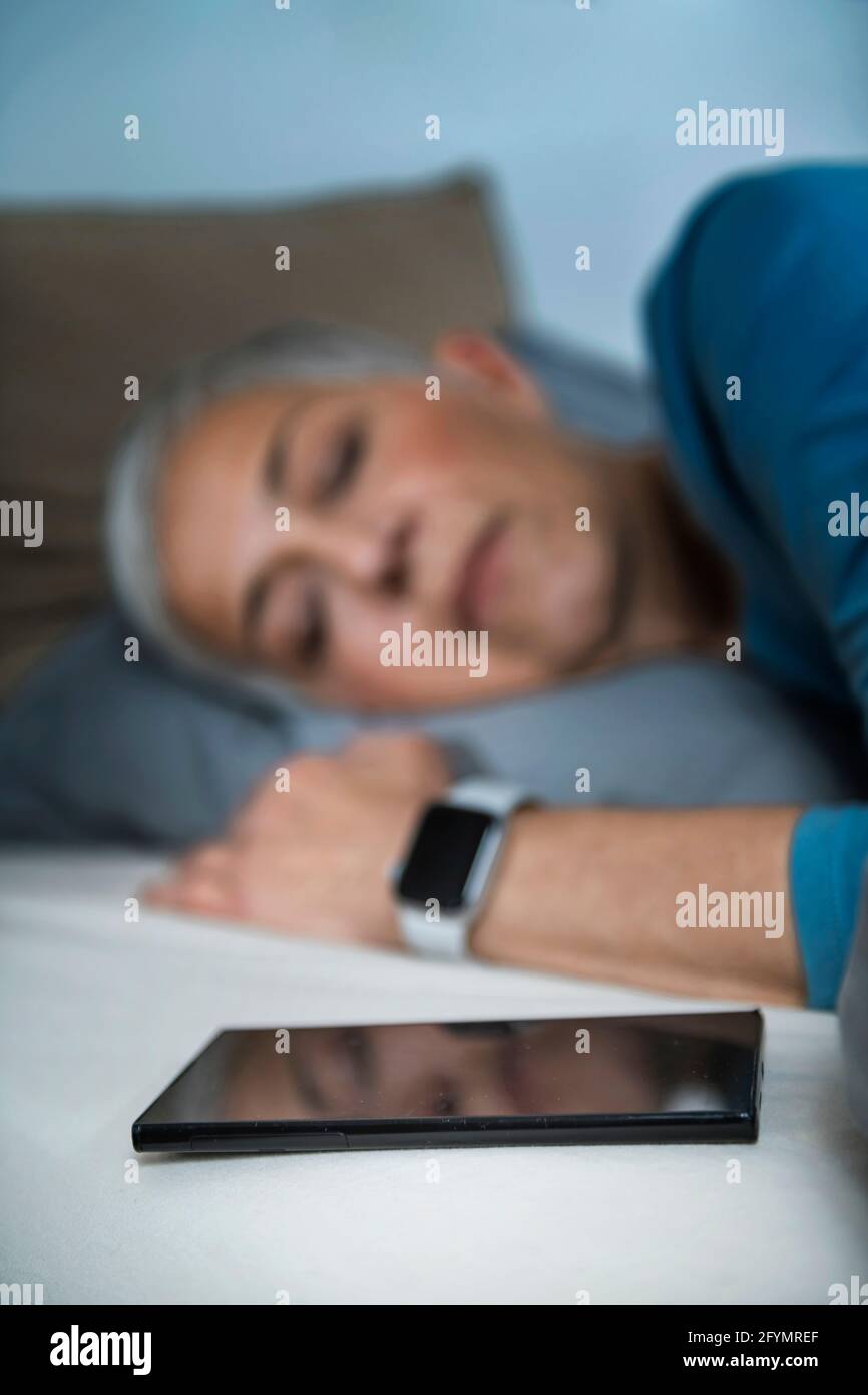 Sleep tracking apps, conceptual image Stock Photo