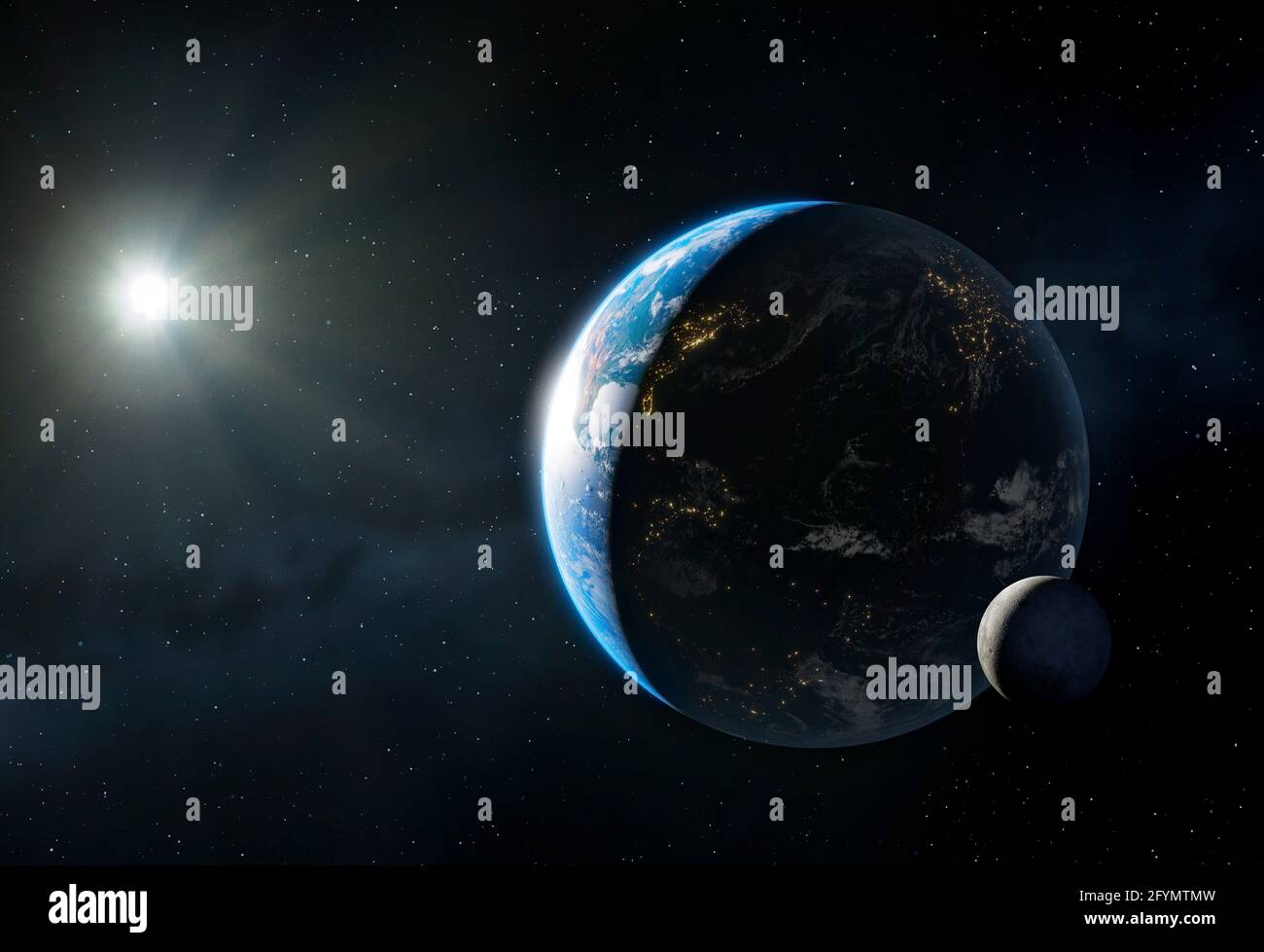 View of The Earth and Moon Stock Photo
