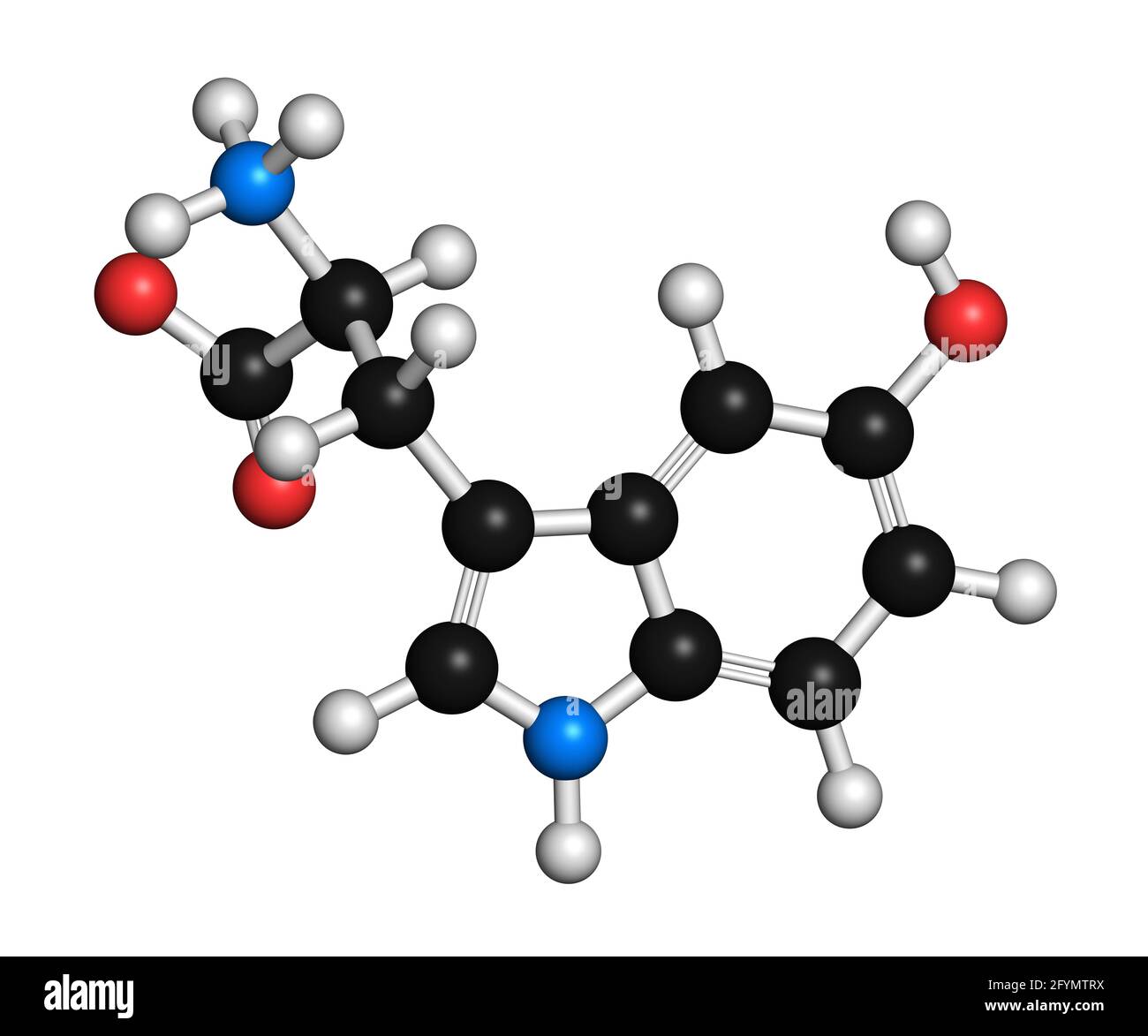 5-Hydroxytryptophan amino acid molecule, illustration Stock Photo