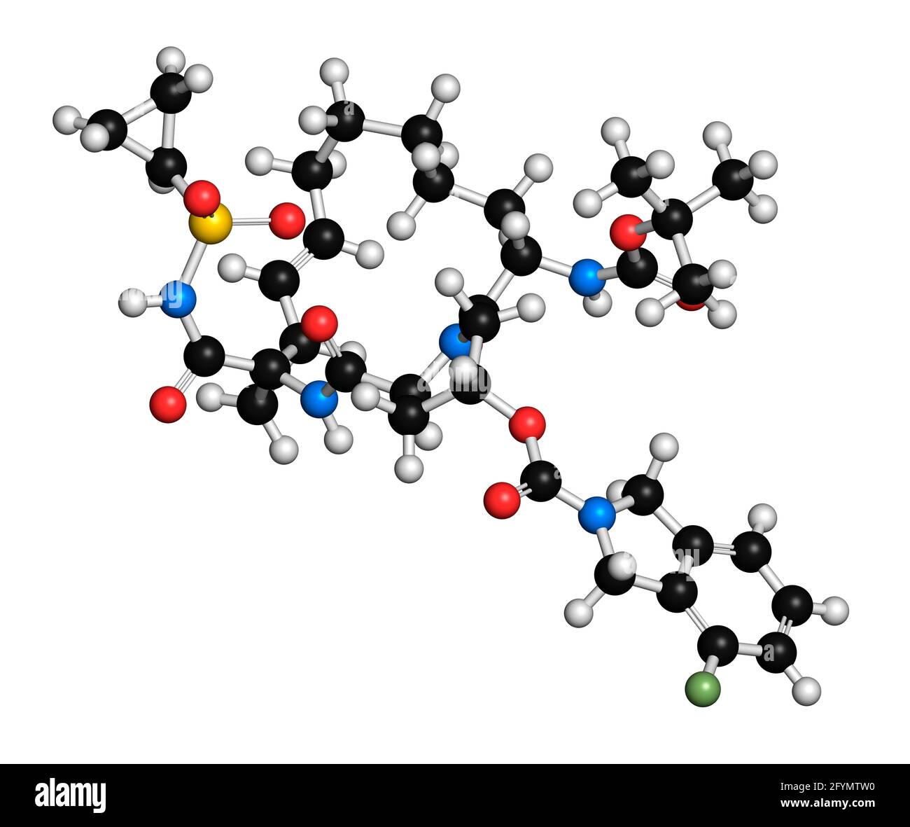 Danoprevir hepatitis C antiviral drug molecule, illustration Stock Photo