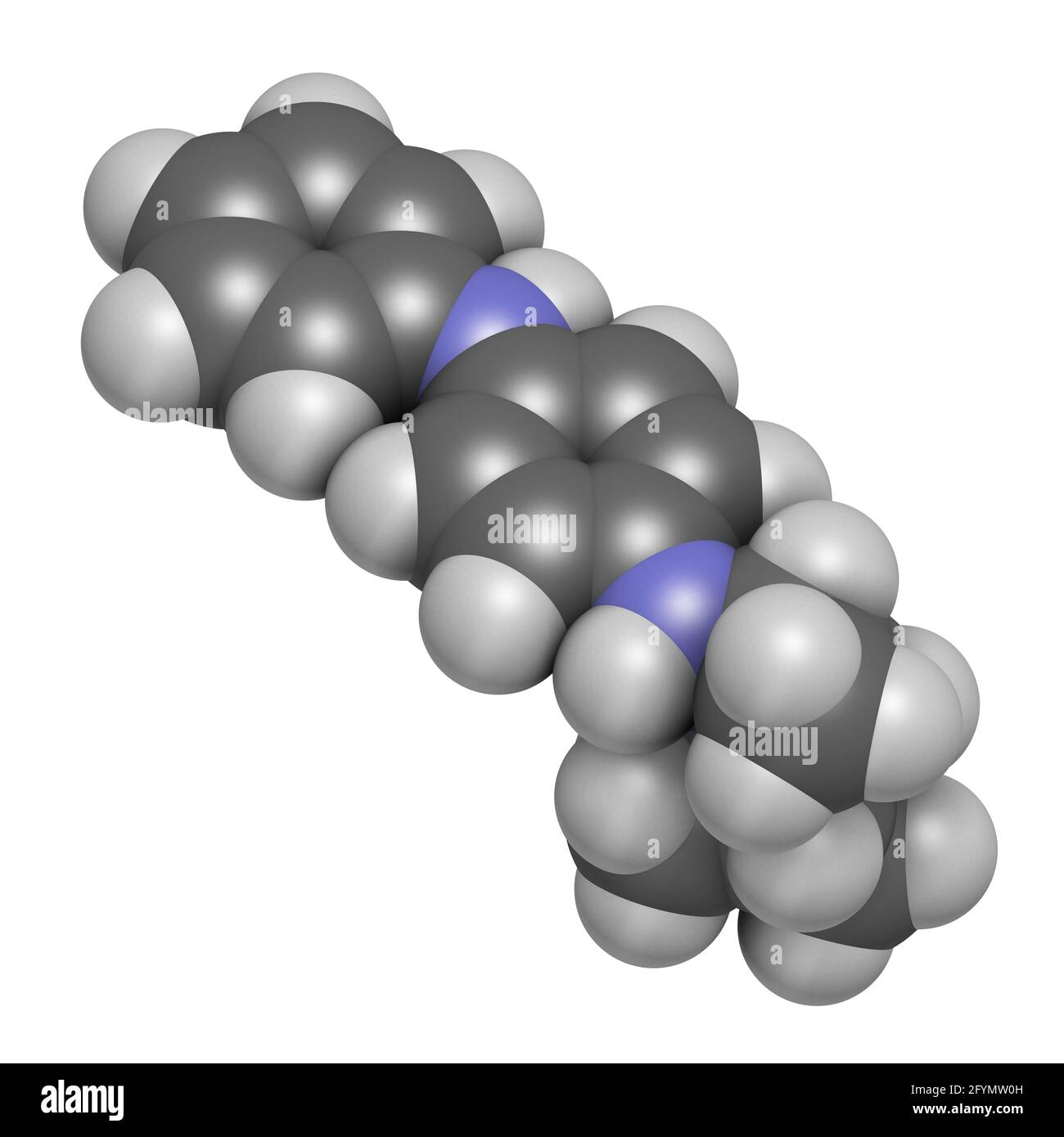 6PPD rubber additive molecule, illustration Stock Photo