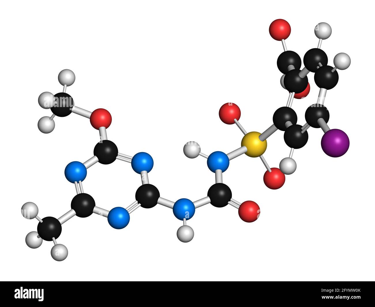 Iodosulfuron herbicide molecule, illustration Stock Photo