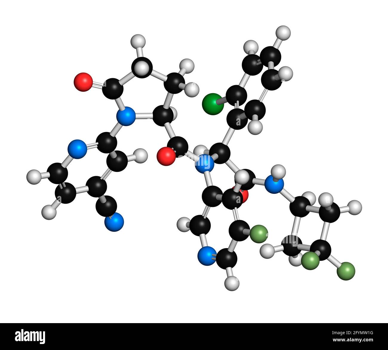Ivosidenib cancer drug molecule, illustration Stock Photo