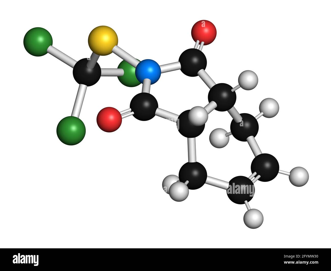 Captan fungicide molecule, illustration Stock Photo
