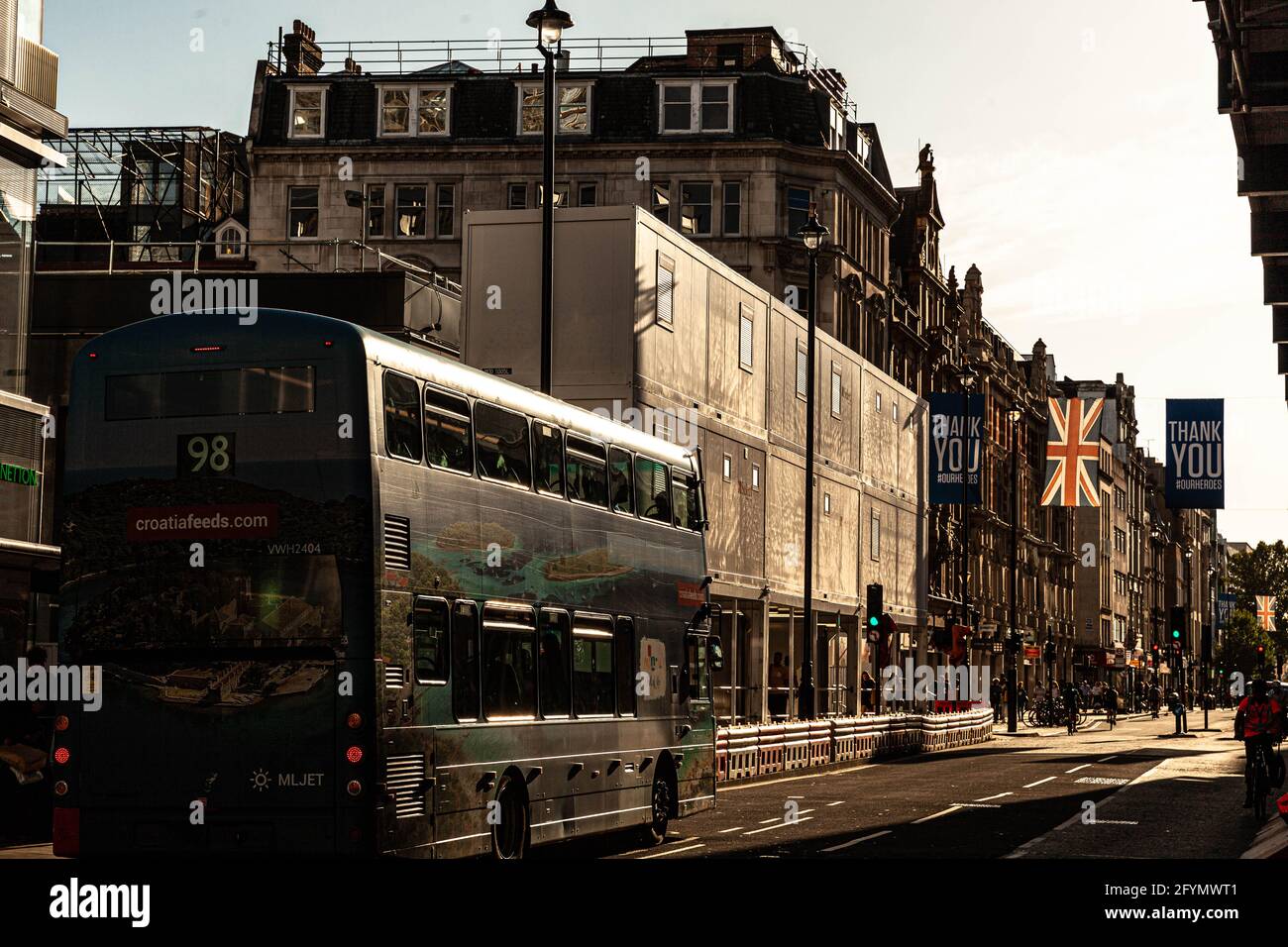 A double decker bus running along Oxford street, London, England, UK. Stock Photo