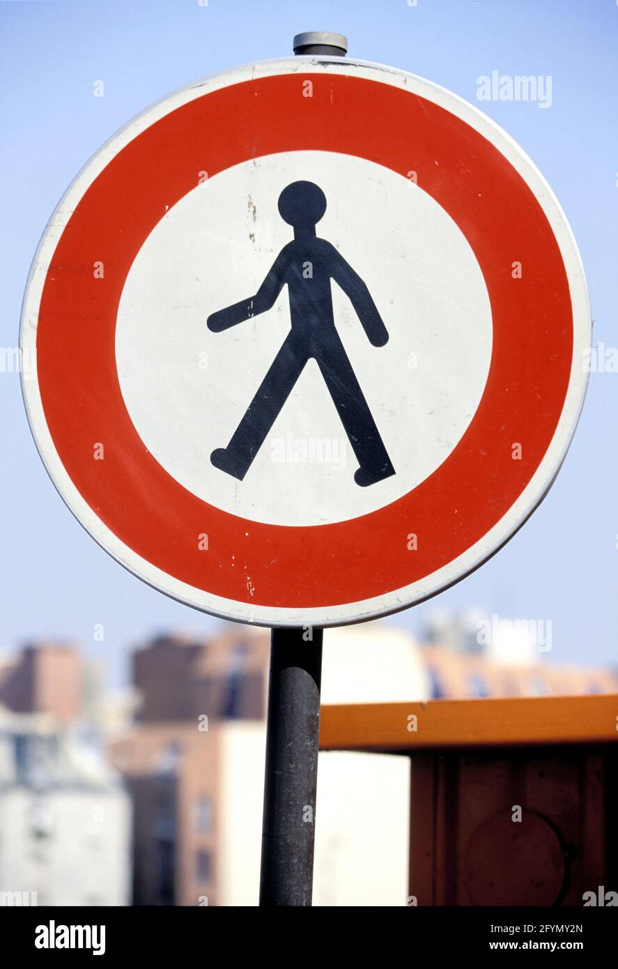 FRANCE. PARIS (75) AXE ROUGE. WARNING. FORBIDDEN FOR PEDESTRIAN Stock