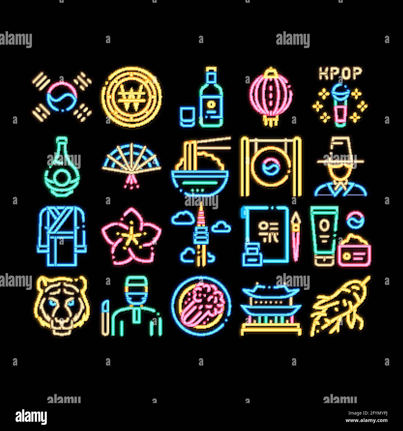 Korea Traditional neon glow icon illustration Stock Vector Image & Art ...